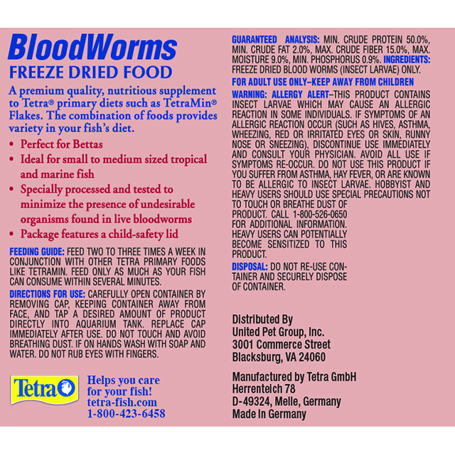 Tetra BloodWorms 0.25 Oz Freeze Dried Food for Freshwater and Saltwater Fish Seafood Pack of 1 bloodworms fish food rocketgeek